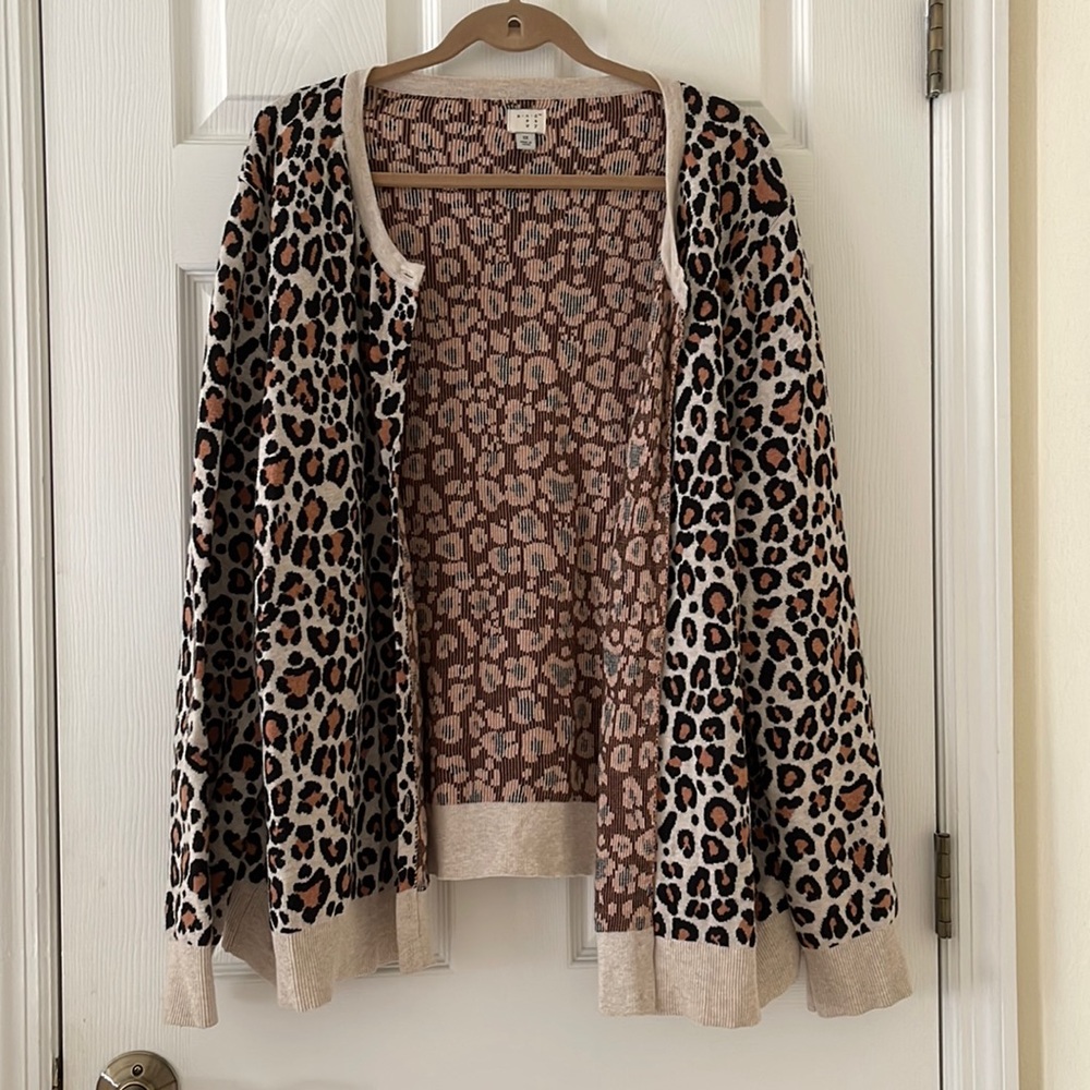 a new day plus size 3X leopard print cardigan